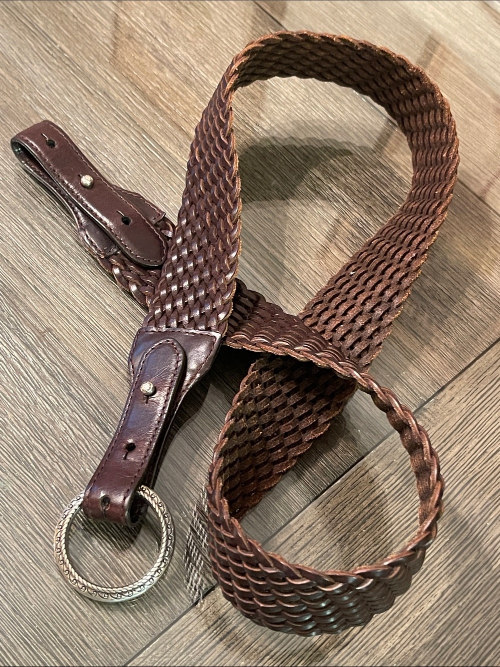 Vintage Talbots Brown Braided Leather Belt Size Medium